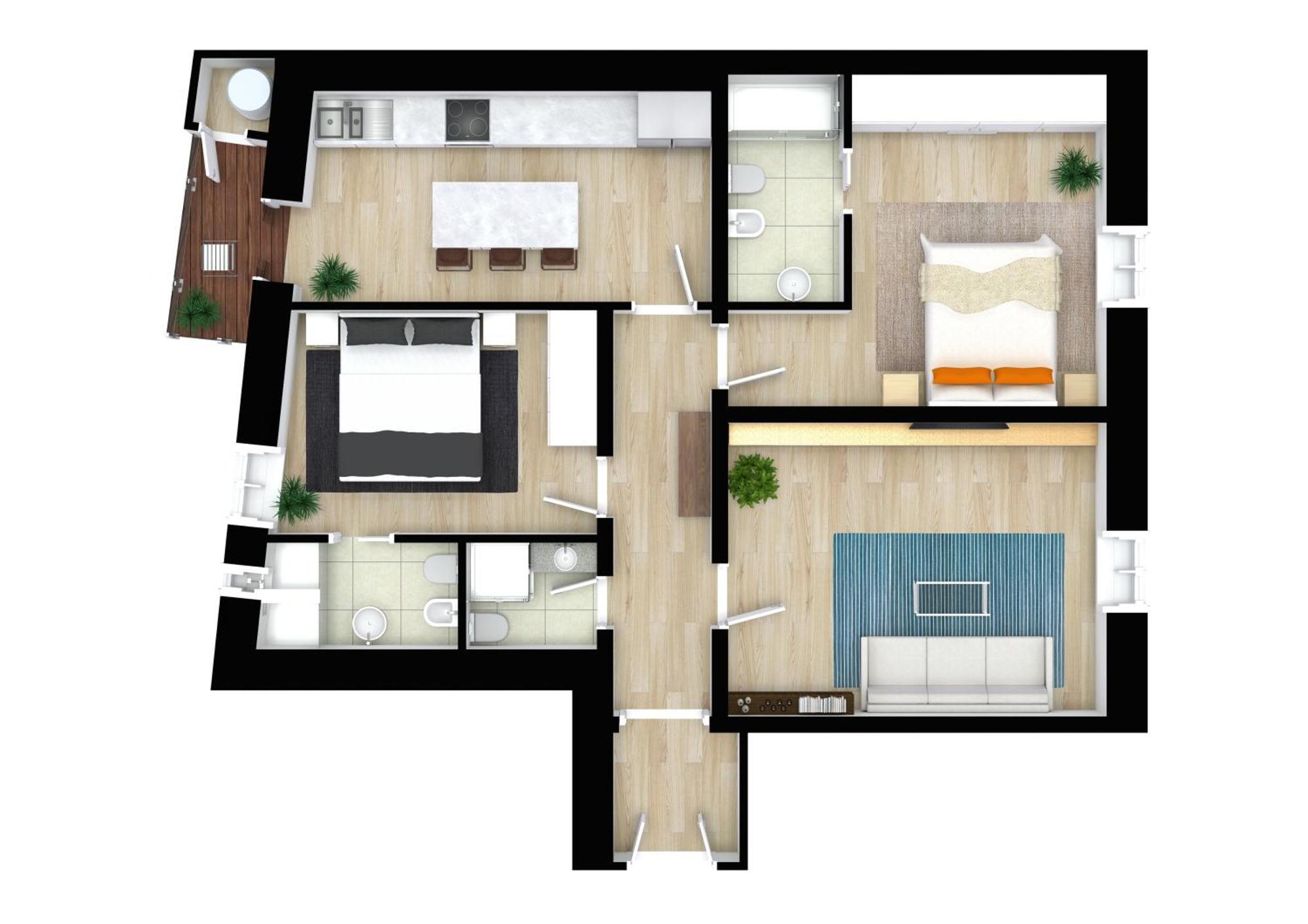 Train Station Deluxe 3 Bath Apartment Bologna